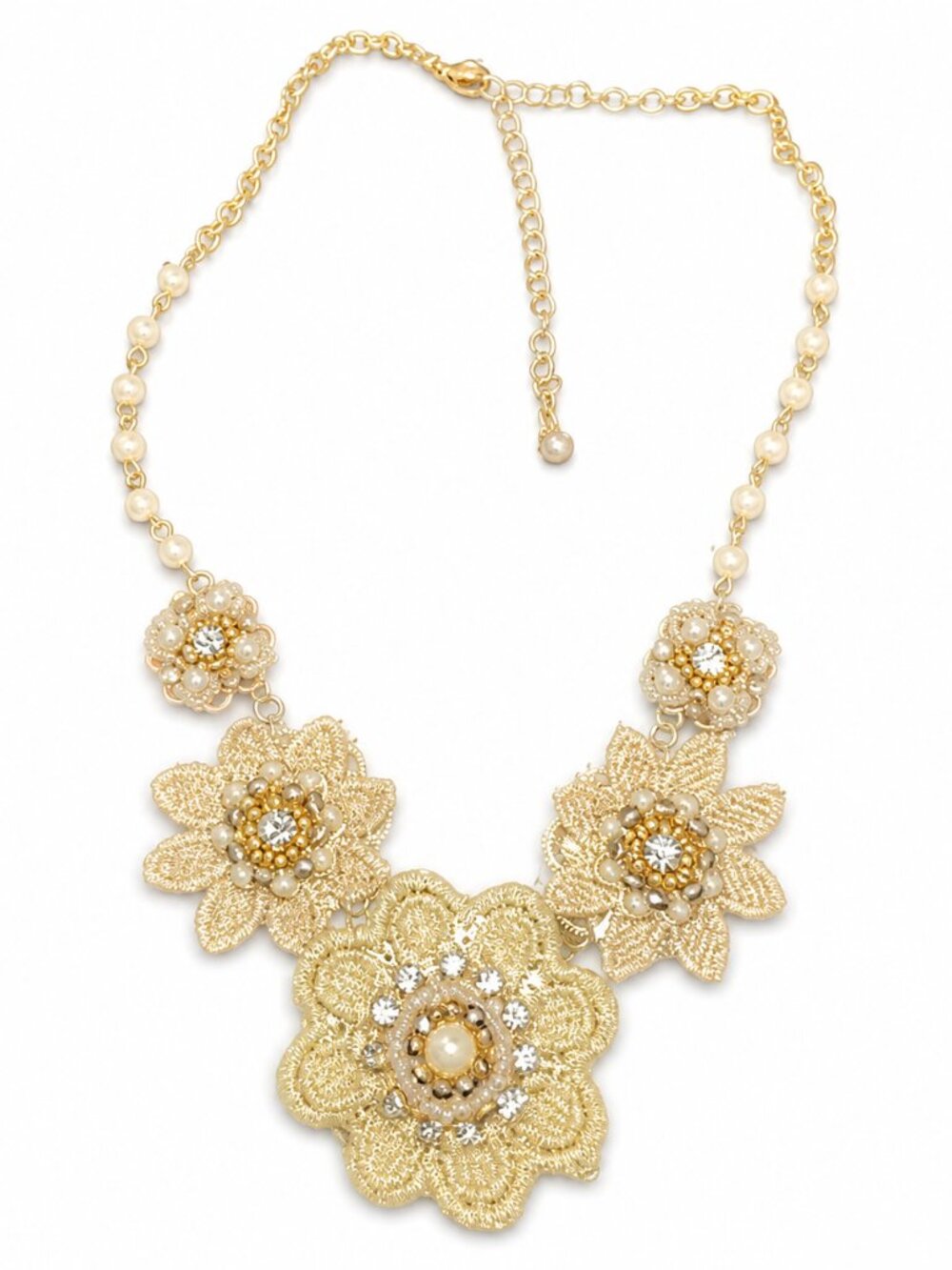 Vintage Fabric Floral Necklace-CottageCore